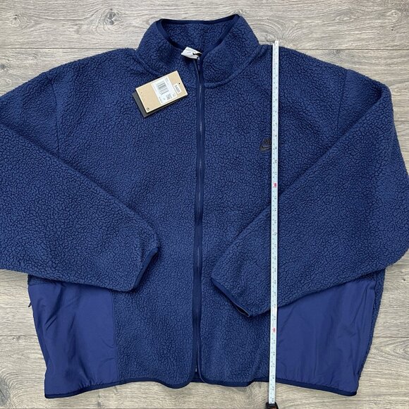 Nike Fleece Sherpa Jacket Size 2XL Mens Blue Black Winterized Full Zip Oversized - Picture 4 of 12
